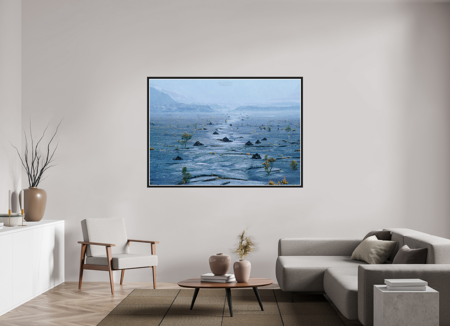 67.1 x 47″, Black Matte Floater Frame with Acrylic Glass (10A) Hawaii Island Volcanic Crater