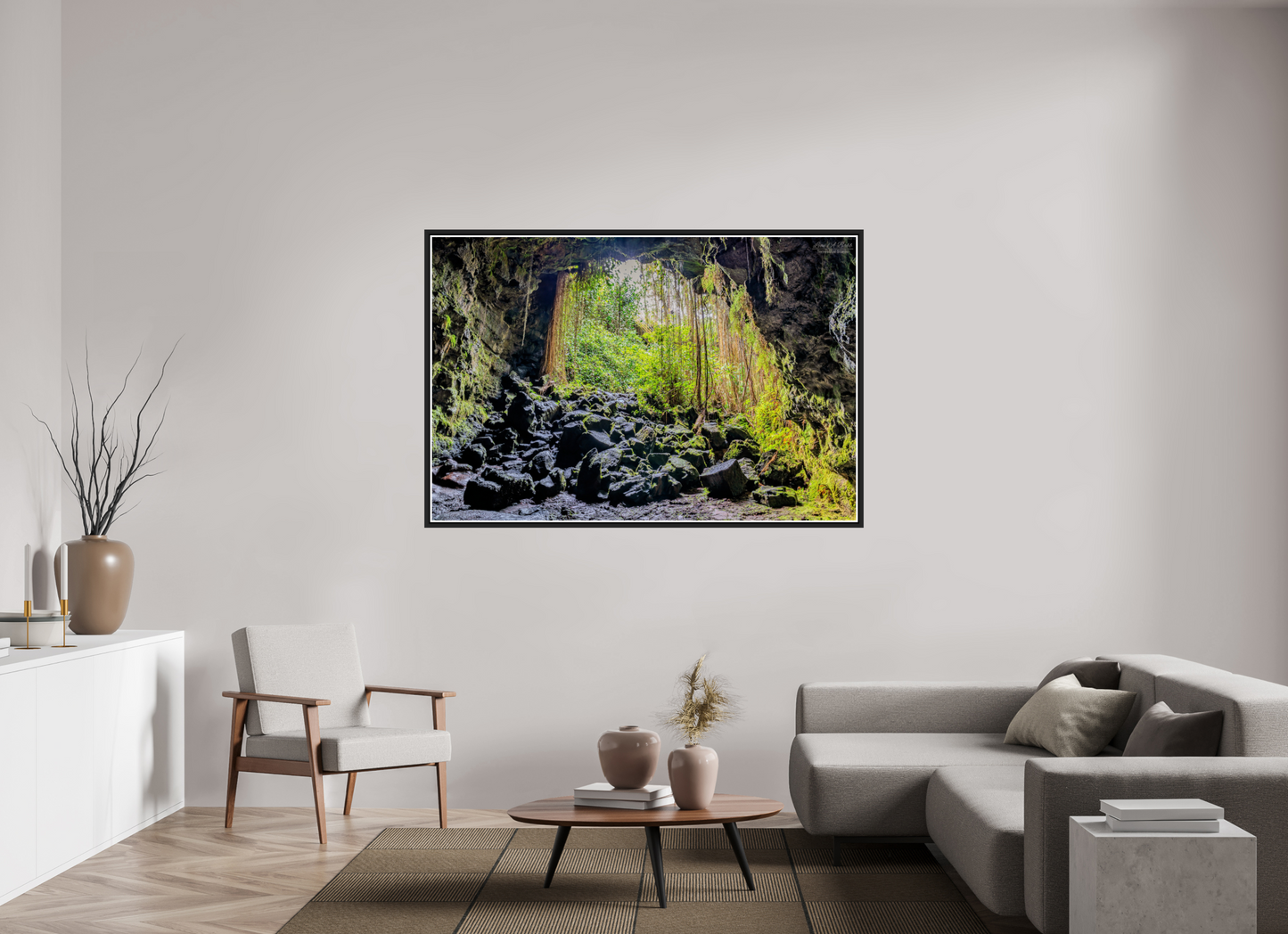 66 x 44″, Black Matte Floater Frame with Acrylic Glass Veil of Solitude 1