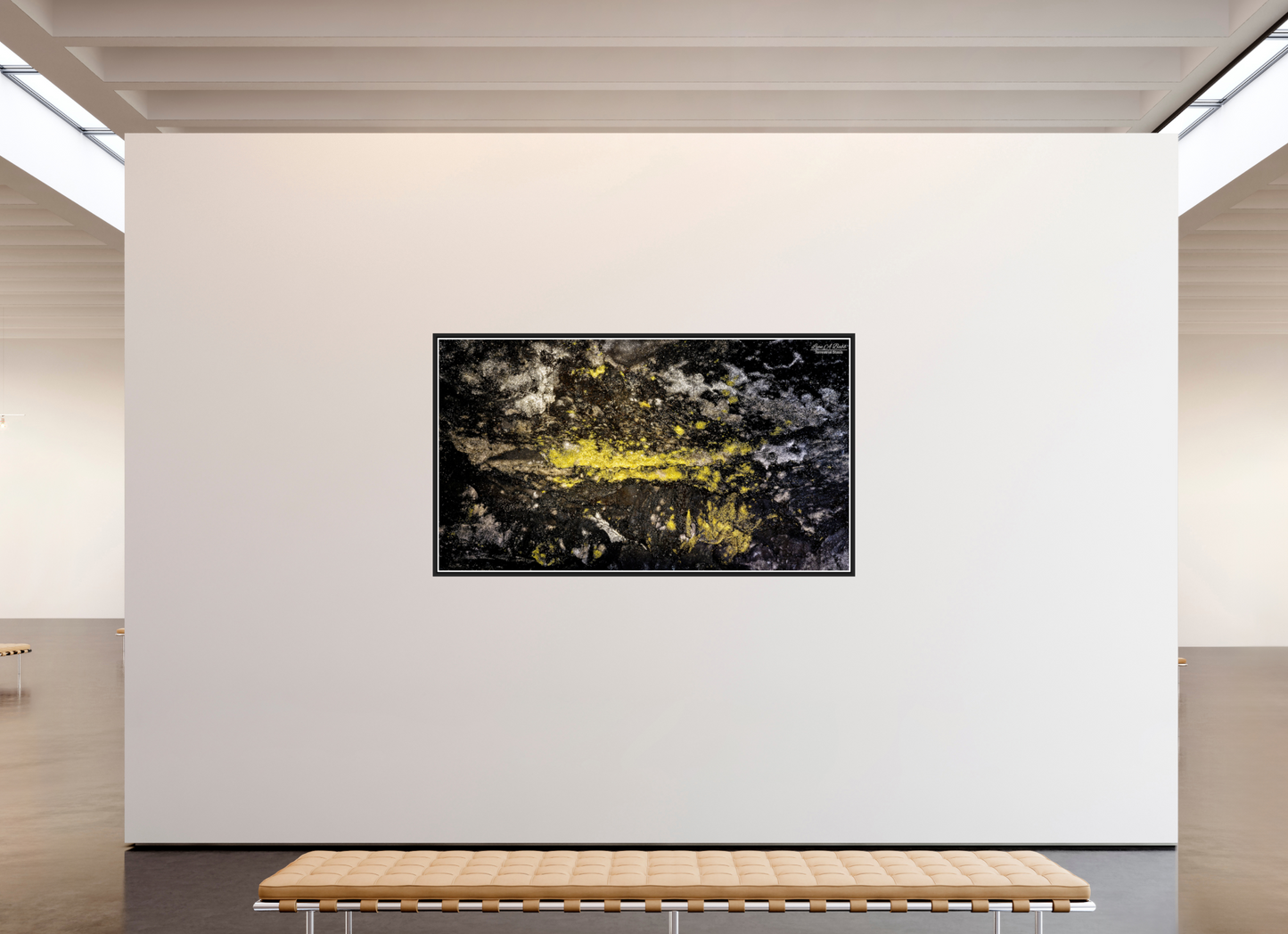 80 x 45″, Black Matte Floater Frame with Acrylic Glass (10B) Luminous veins of the Kaūmana caves 2