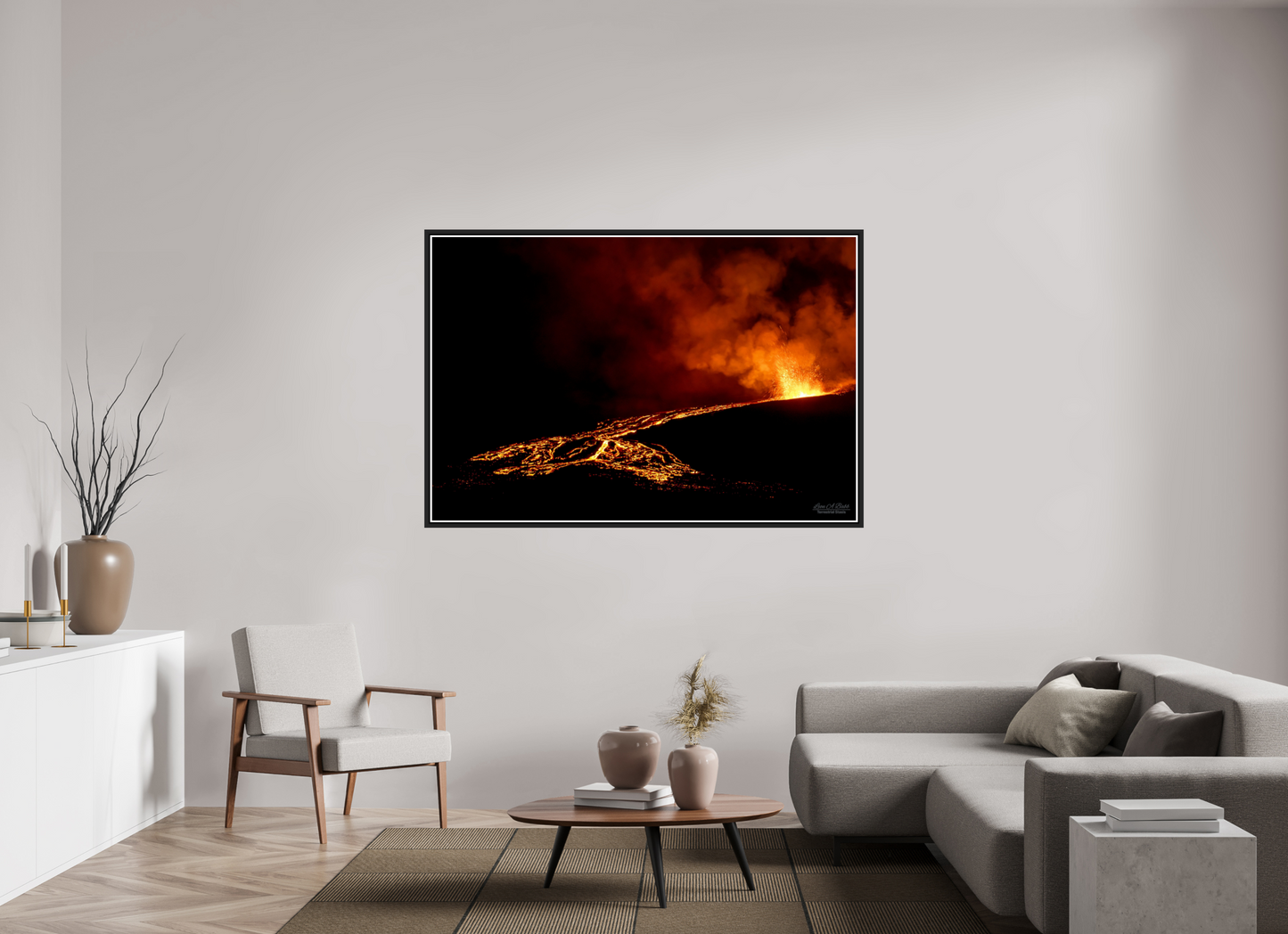 66 x 44″, Black Matte Floater Frame with Acrylic Glass Flux of Flame