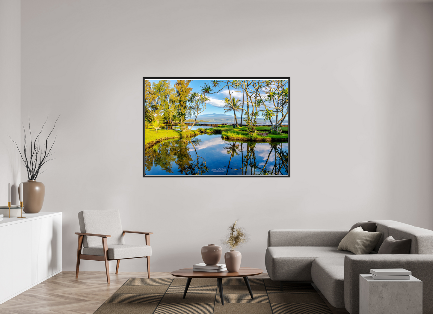 66 x 44″, Black Matte Floater Frame with Acrylic Glass (04B) Richardson Ocean Park