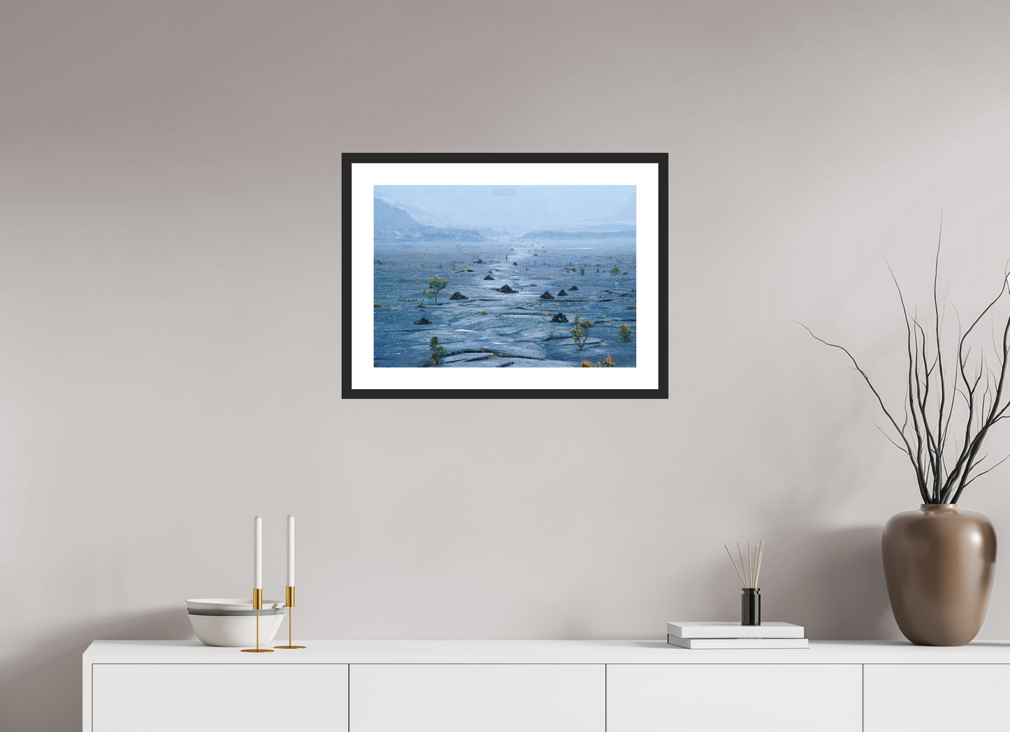 22.8 x 16″, Standard Black Matte Wood Frame (10A) Solitude at kilauea iki