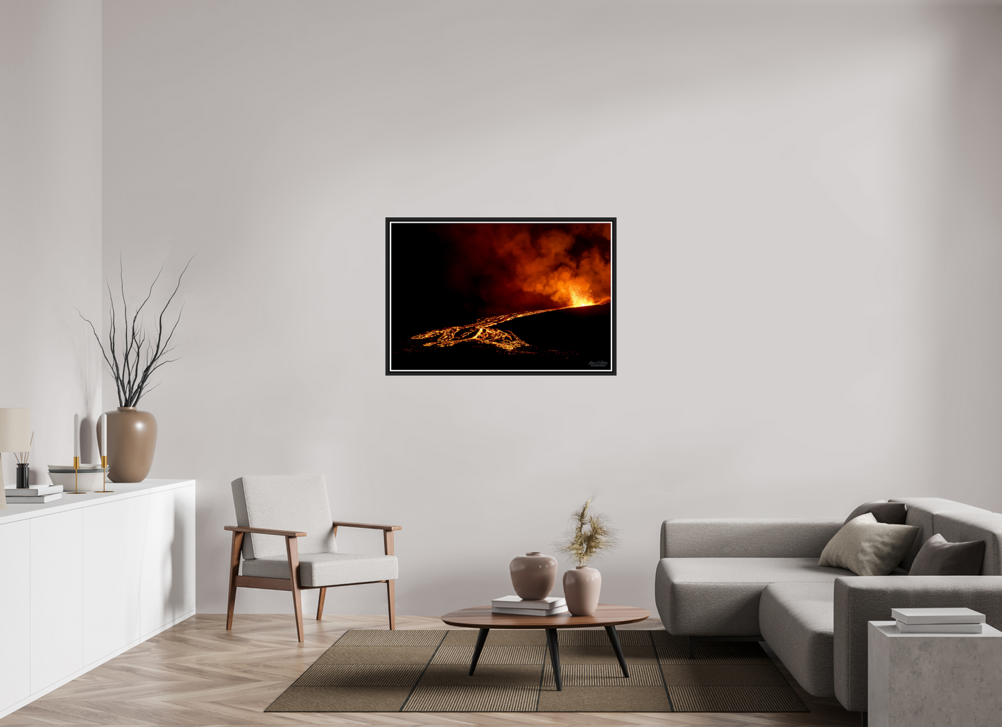 45 x 30″, Black Matte Floater Frame with Acrylic Glass Flux of Flame
