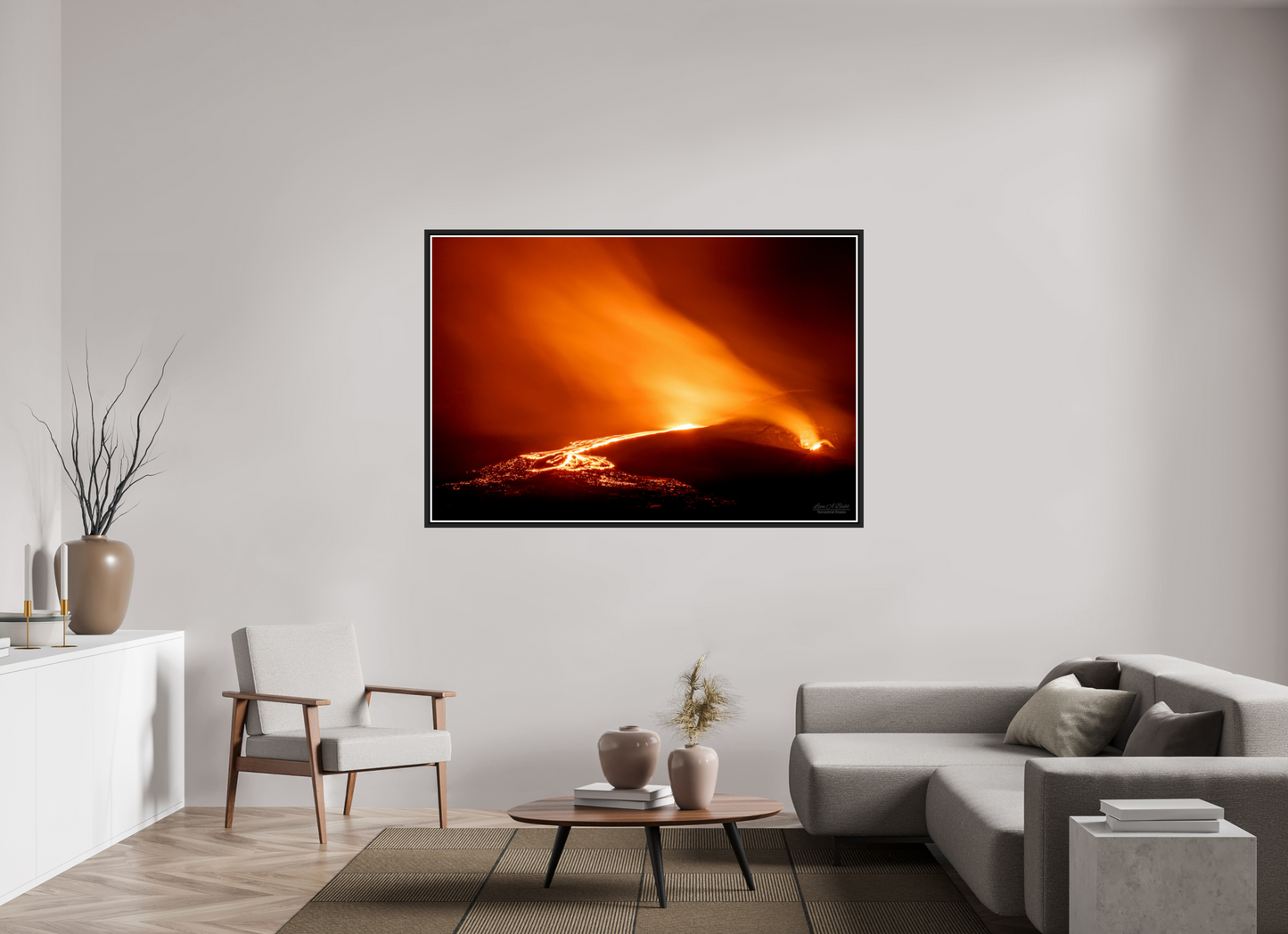 66 x 44″, Black Matte Floater Frame with Acrylic Glass Kīlauea Nights