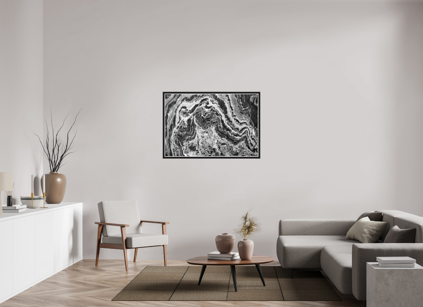 45 x 30″, Black Matte Floater Frame with Acrylic Glass Liquid Marble