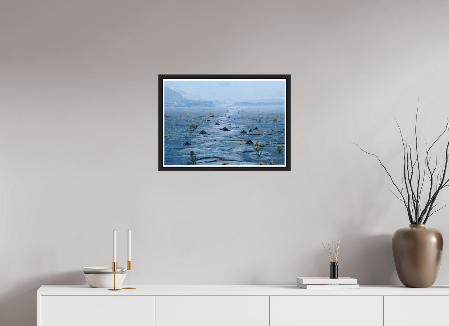 22.8 x 16″, Black Matte Floater Frame with Acrylic Glass (10A) Hawaii Island Volcanic Crater