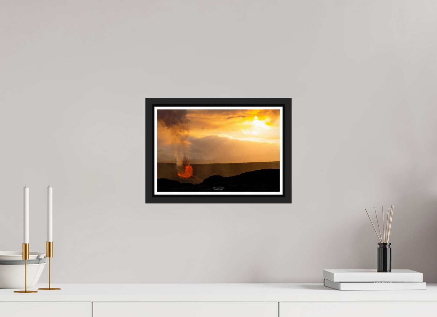 12 x 8″, Black Matte Floater Frame with Acrylic Glass (03B) Glow of Creation at Kilauea