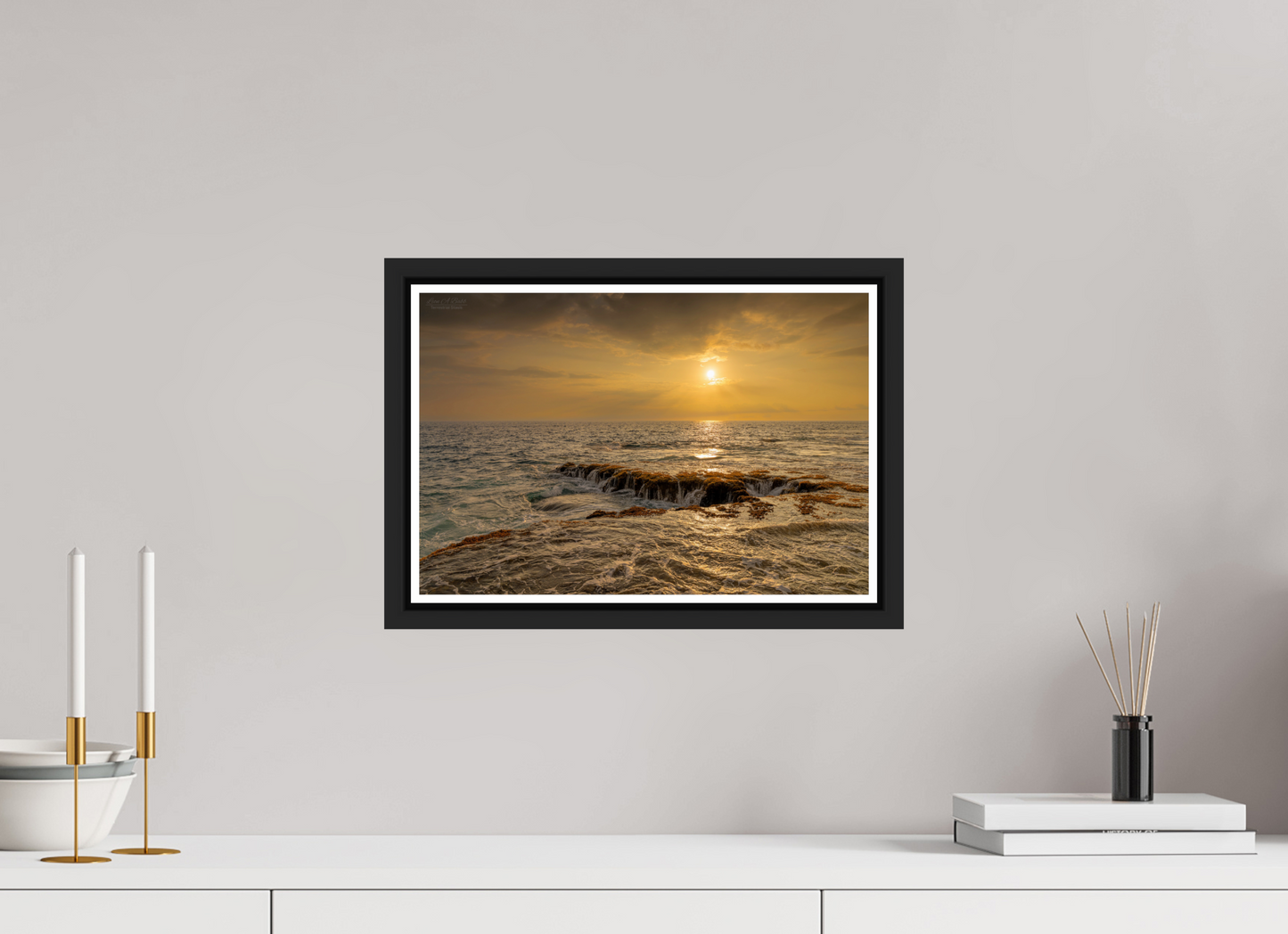 15 x 10″, Black Matte Floater Frame with Acrylic Glass Sunset Cascade