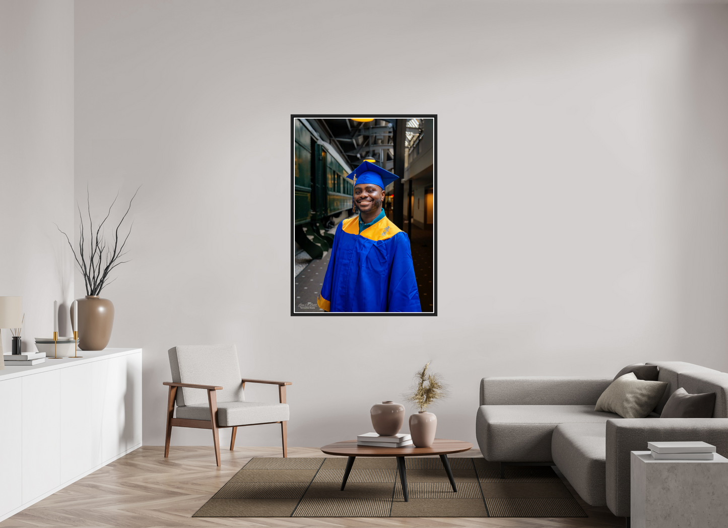 39 x 54.6″, Black Matte Floater Frame with Acrylic Glass (15B) Joseph’s High School Graduation