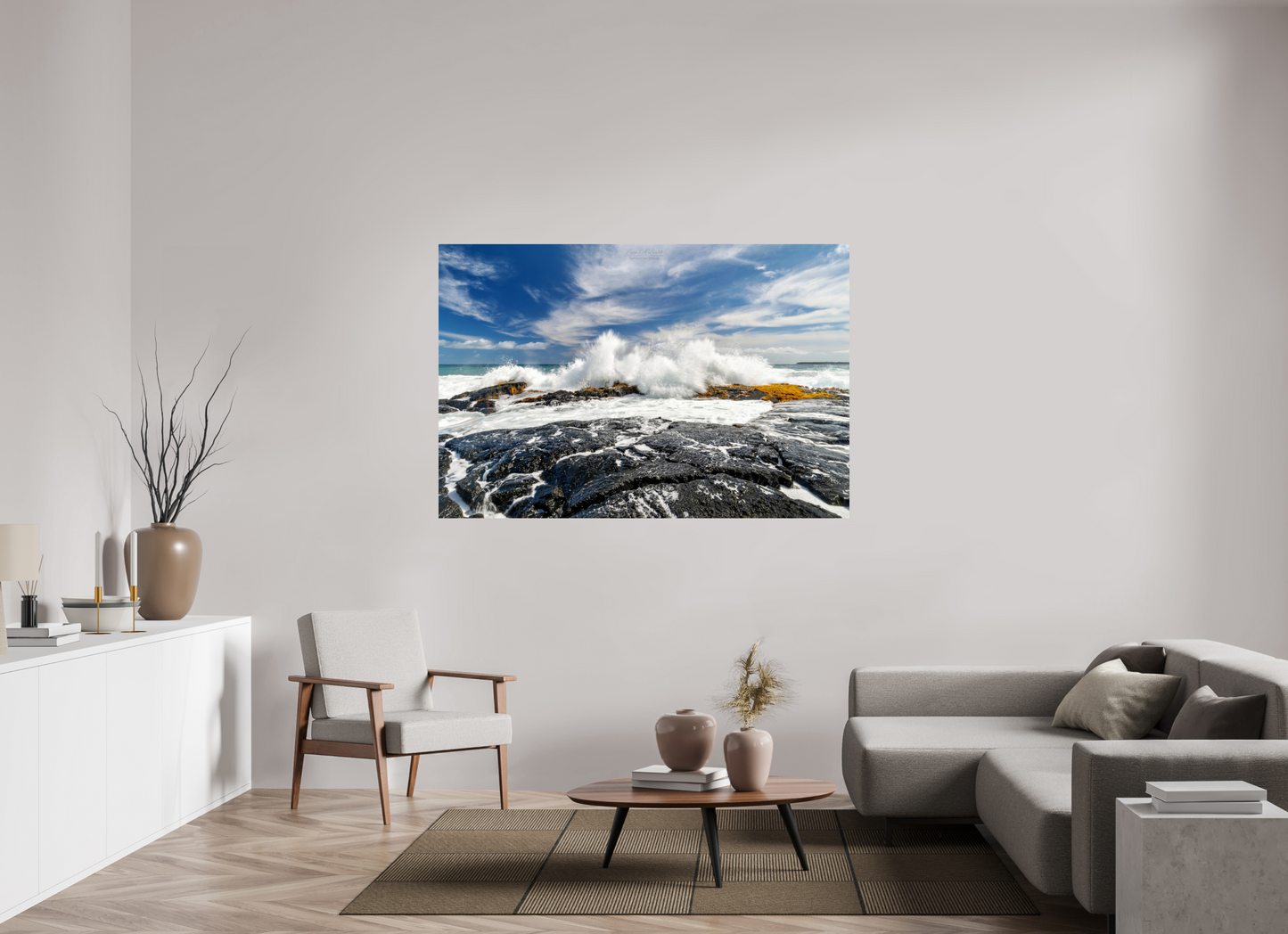 66 x 44″, Print with Aluminum Backing and Glossy Lamination (04D) Impact on the Rocks