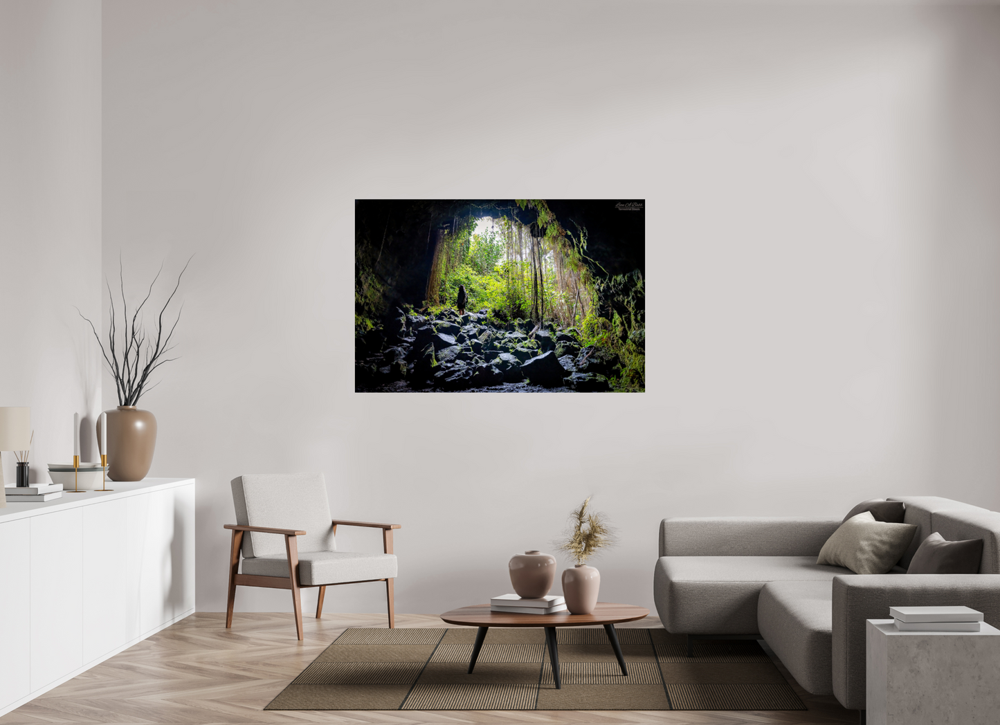 60 x 40″, Print with Aluminum Backing and Glossy Lamination Voyager at the Cave's Edge
