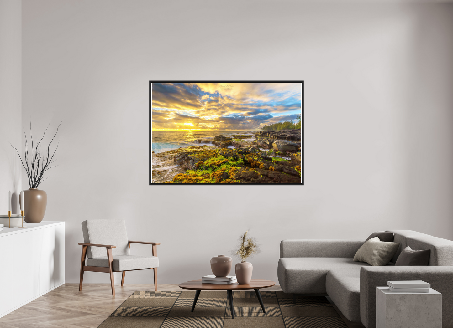 66 x 44″, Black Matte Floater Frame with Acrylic Glass (05C) Maku’u Sunrise