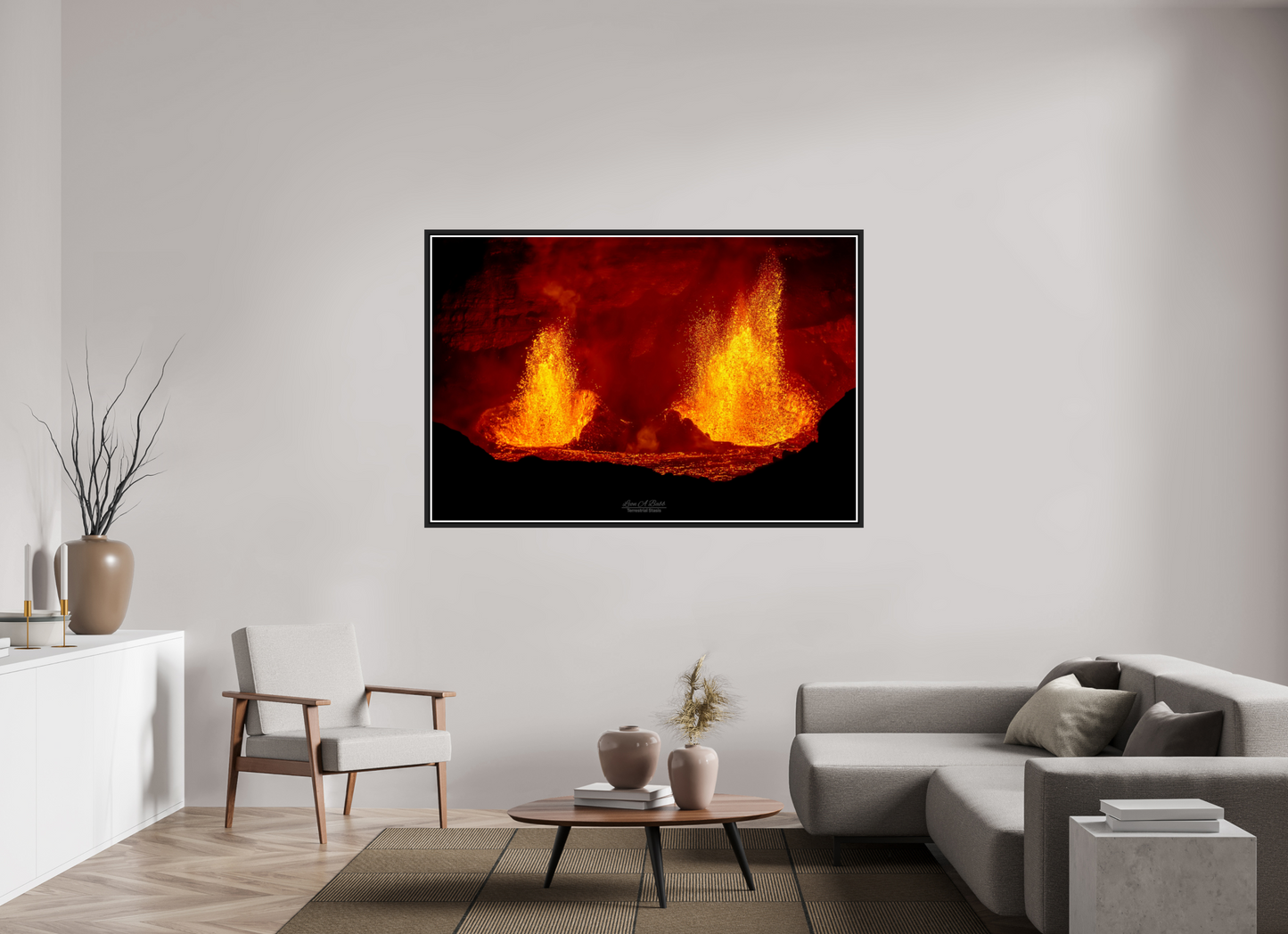 66 x 44″, Black Matte Floater Frame with Acrylic Glass (03C) Twin Flames at Kilauea
