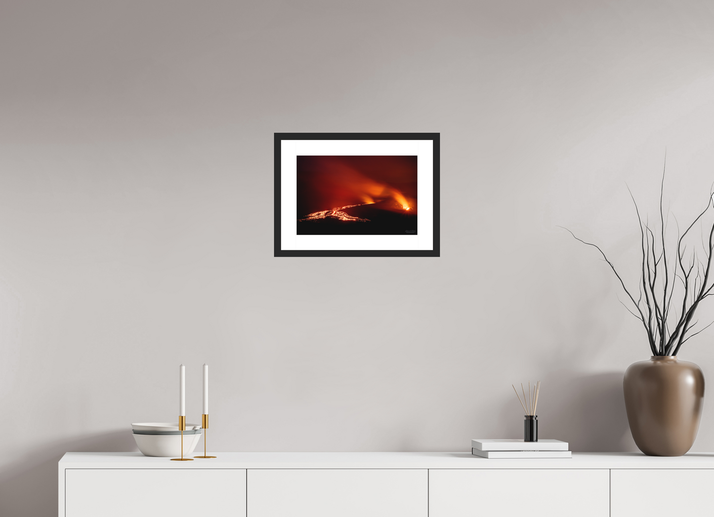 15 x 10″, Classic Black Matte Wood Frame Island of Fire