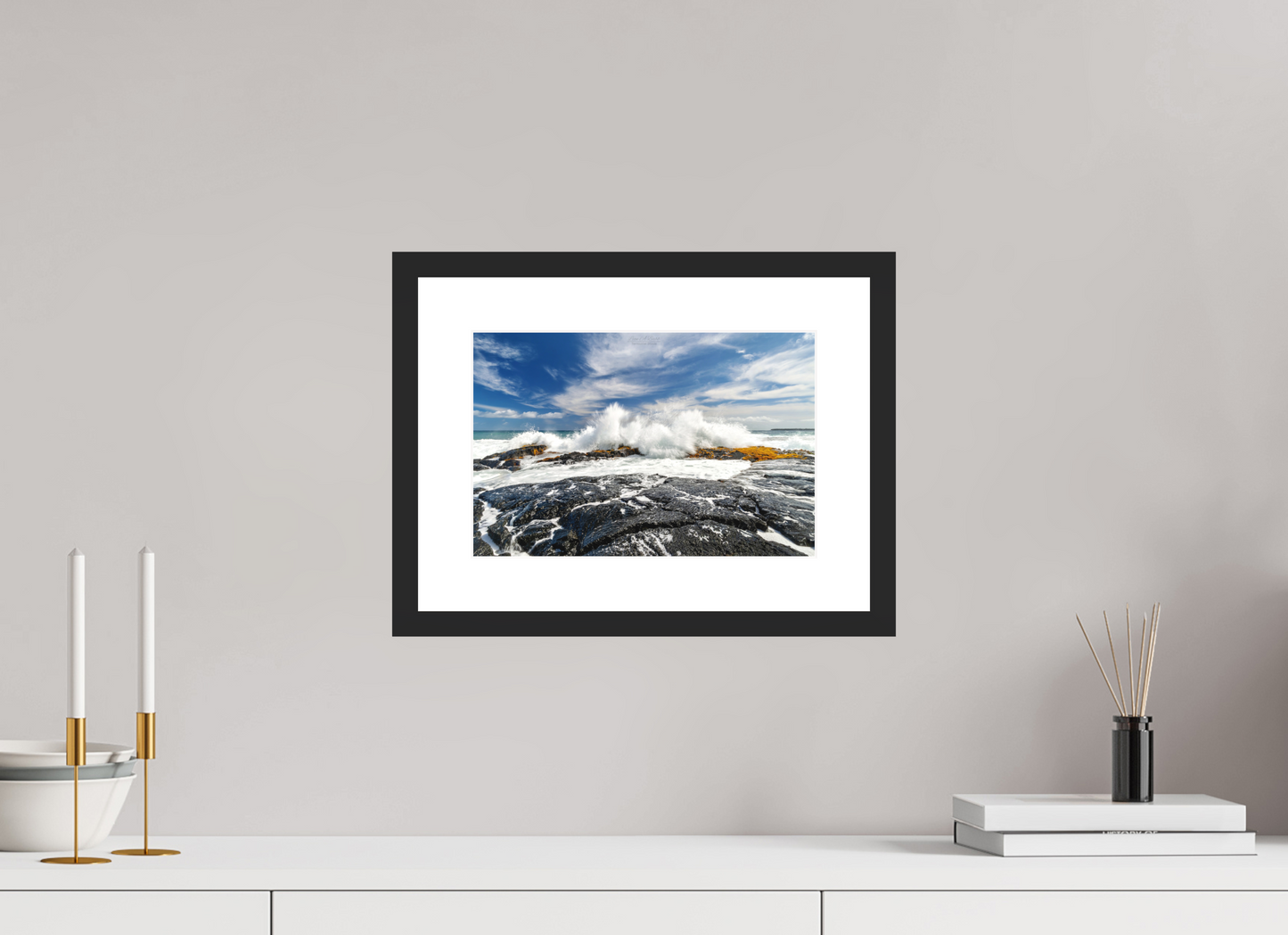 12 x 8″, Classic Black Matte Wood Frame (04D) Impact on the Rocks