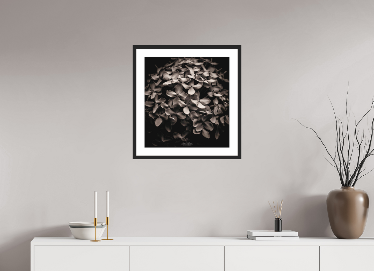 20 x 21.3″, Standard Black Matte Wood Frame (07D) Jungle Flame