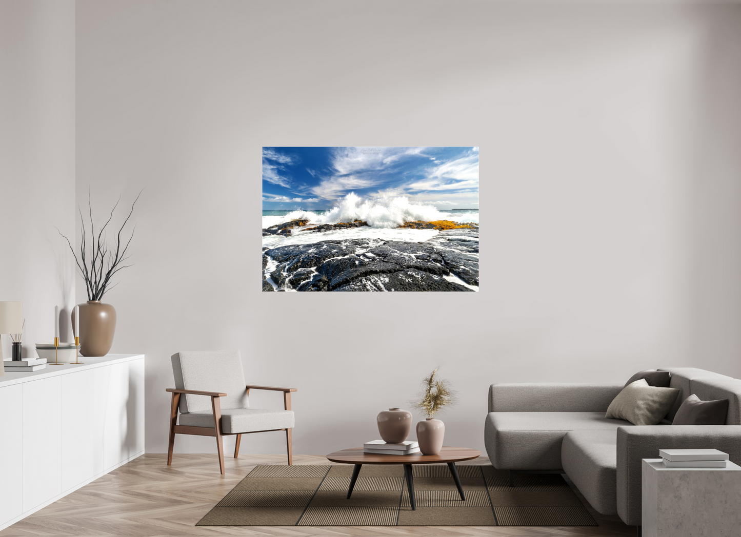 60 x 40″, Glossy Canvas Stretcher Frame with Mirrored Edges (04D) Impact on the Rocks