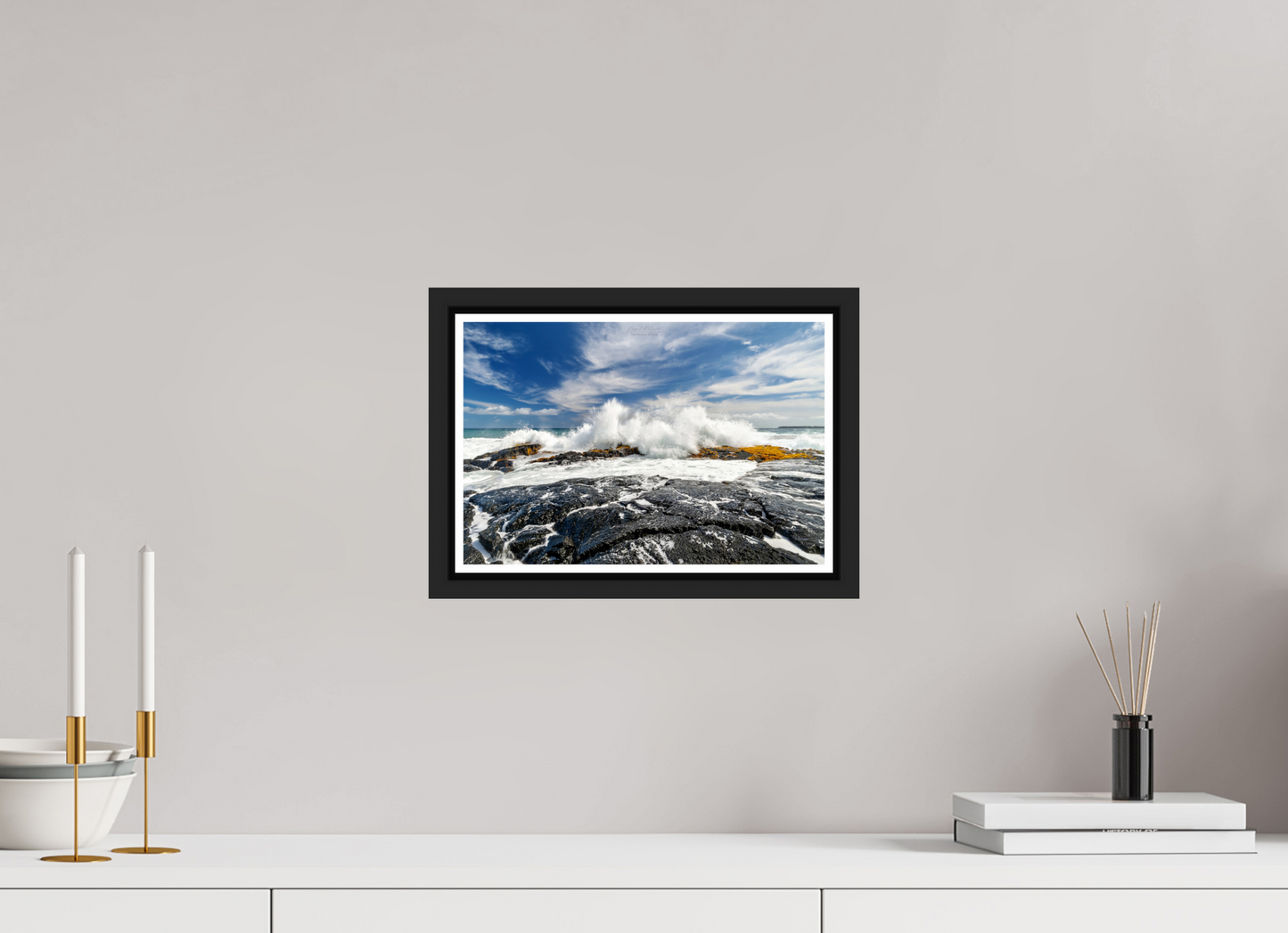 12 x 8″, Black Matte Floater Frame with Acrylic Glass (04D) Impact on the Rocks