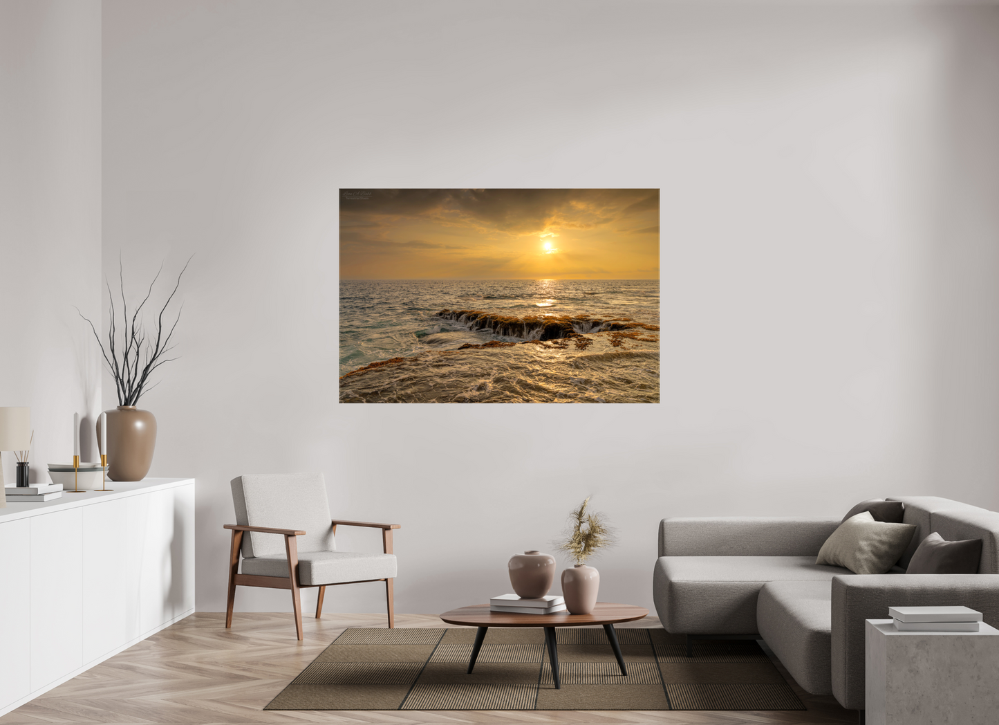 66 x 44″, Glossy Canvas Stretcher Frame with Mirrored Edges Sunset Cascade
