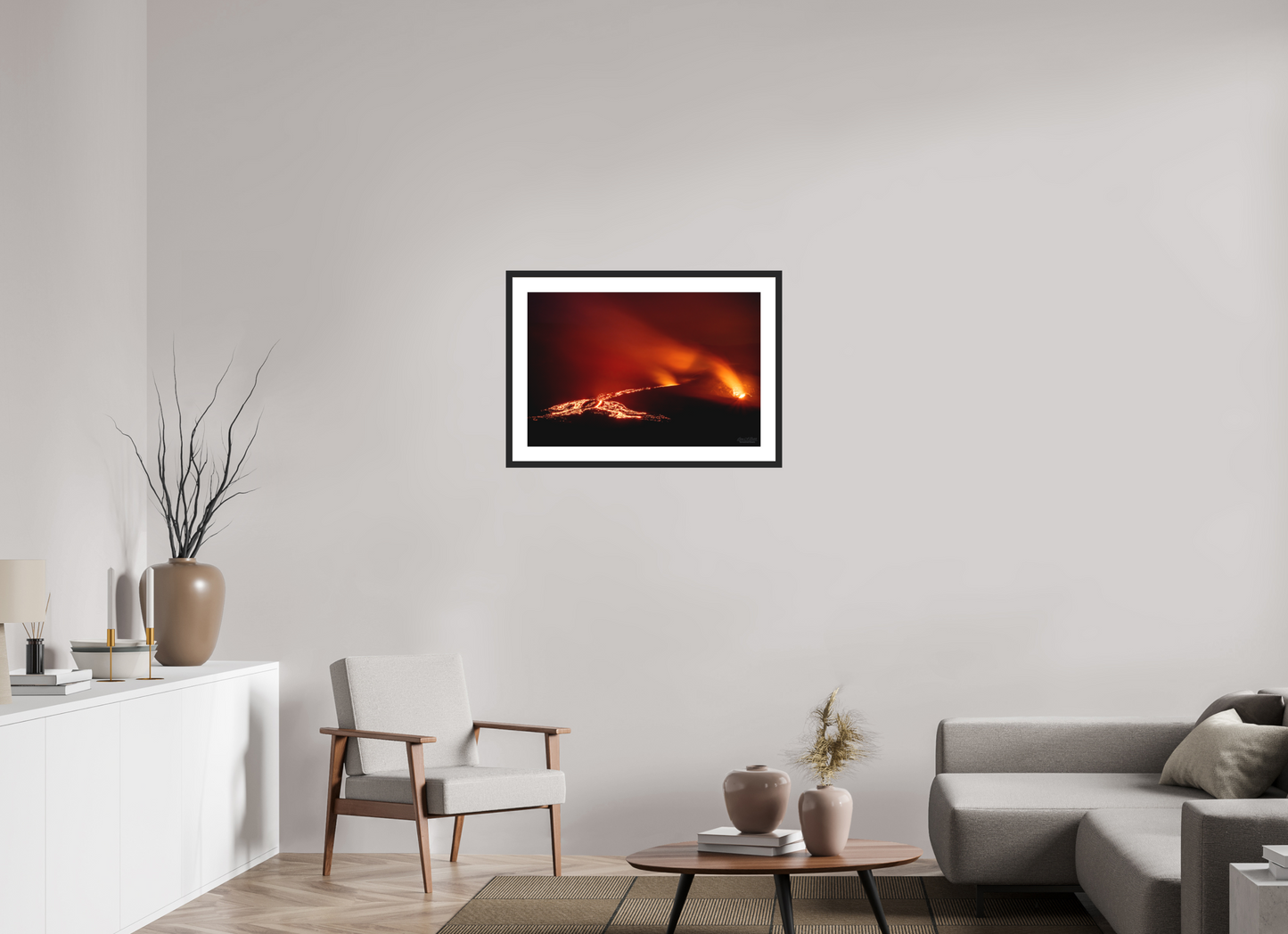 30 x 20″, Classic Black Matte Wood Frame Island of Fire