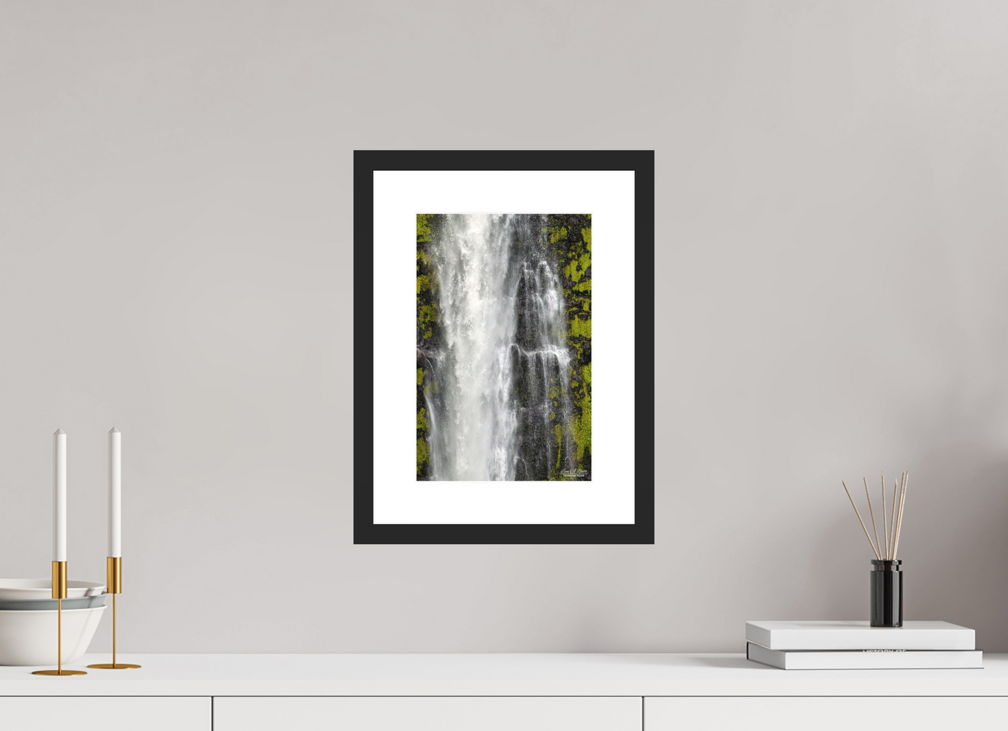 8 x 12″, Standard Black Matte Wood Frame (04D) Akaka Falls Cascade