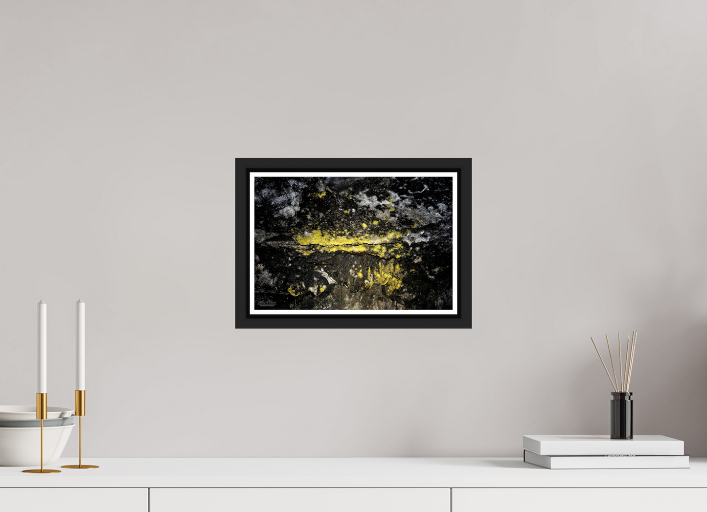 12 x 8″, Black Matte Floater Frame with Acrylic Glass Luminous veins of the Kaūmana caves 1