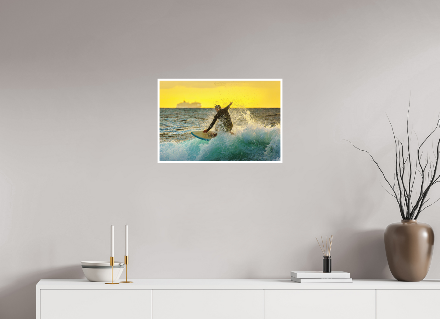 24 x 16″, Photo Print with Matte Lamination (05F) Surfing at Sunrise