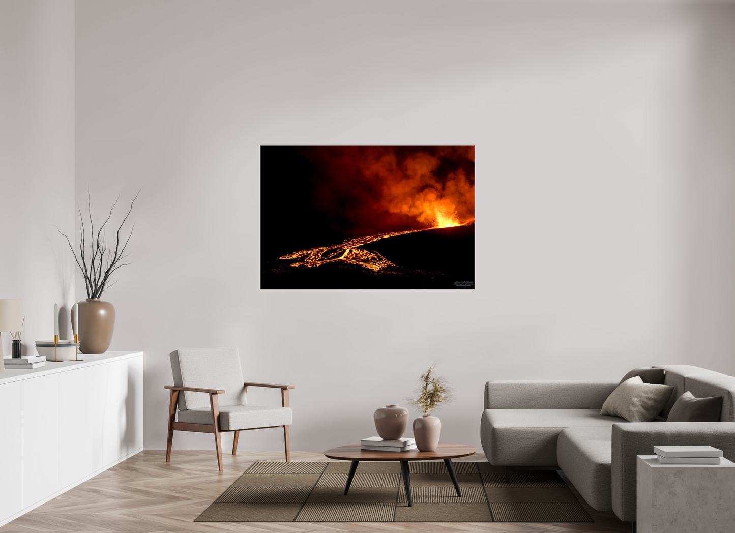 60 x 40″, Glossy Canvas Stretcher Frame with Mirrored Edges Flux of Flame
