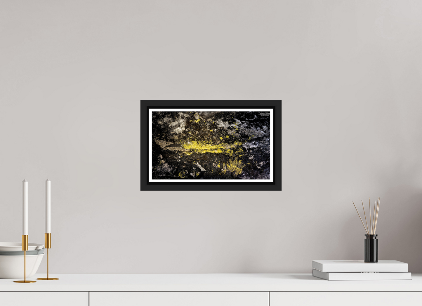 12 x 6.8″, Black Matte Floater Frame with Acrylic Glass (10B) Luminous veins of the Kaūmana caves 2