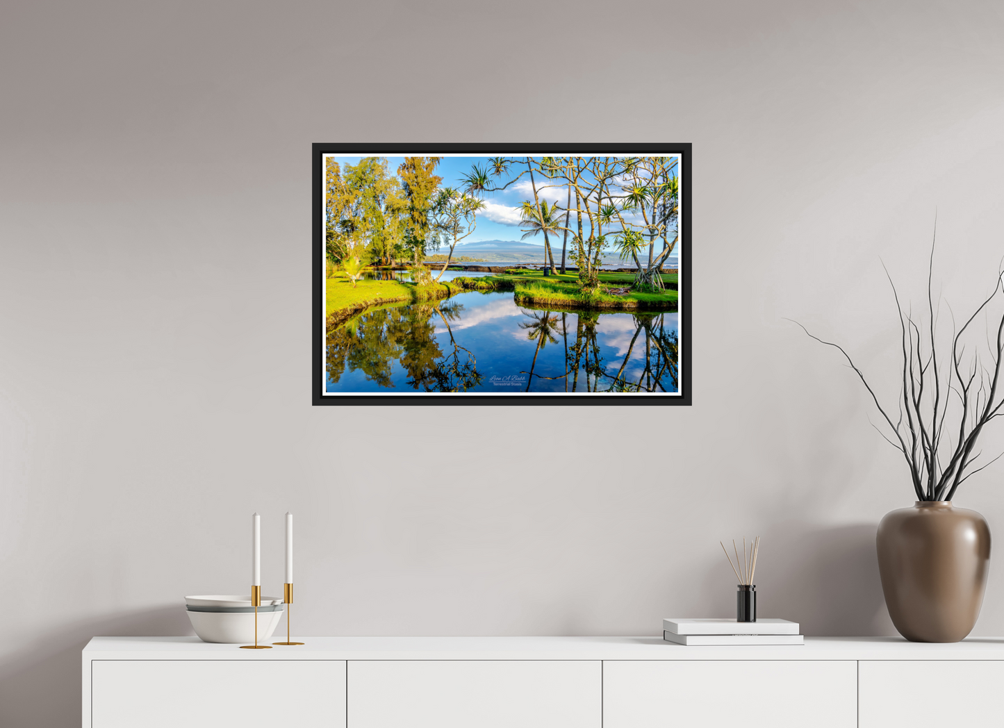 30 x 20″, Black Matte Floater Frame with Acrylic Glass (04B) Richardson Ocean Park