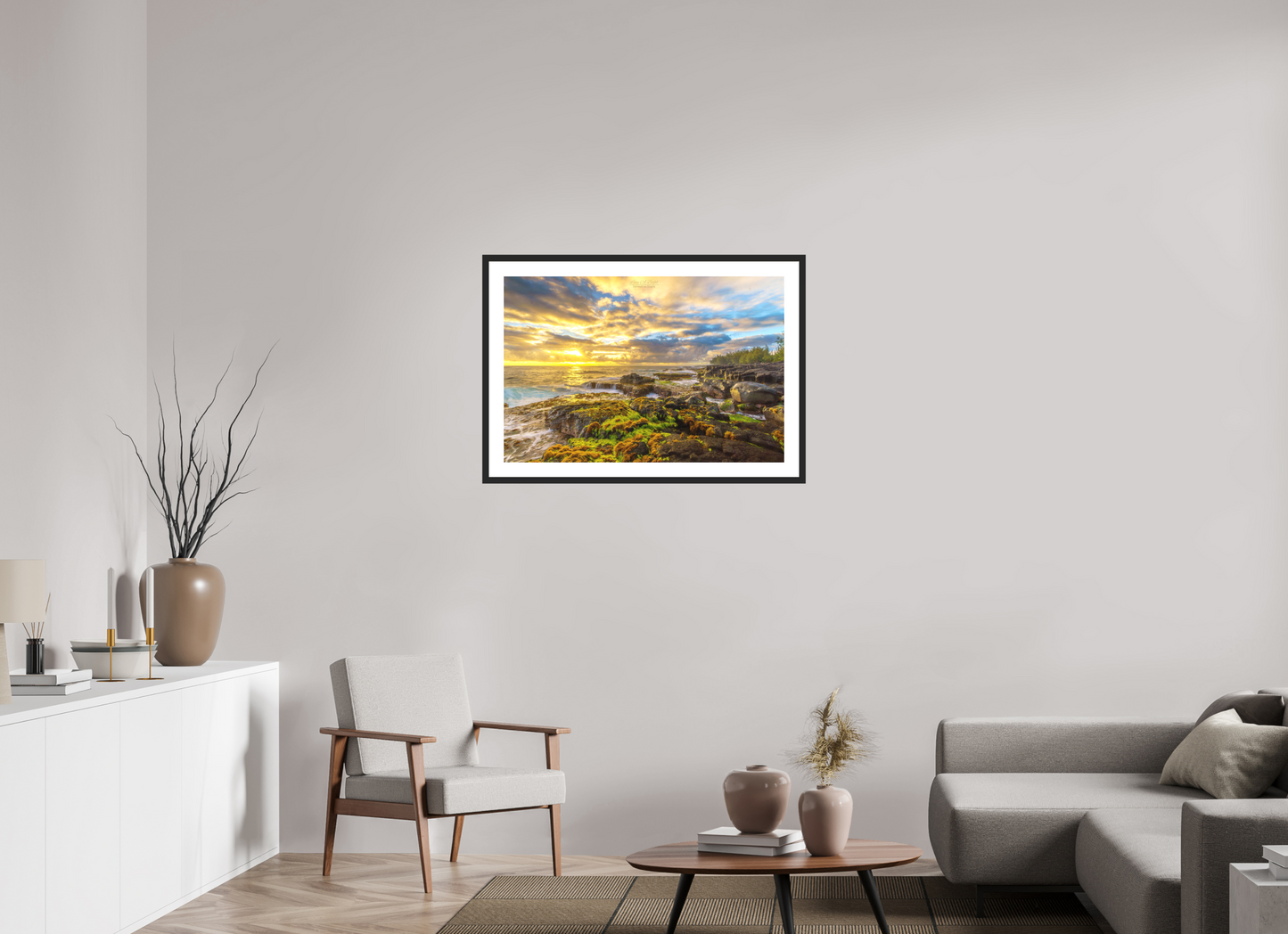 36 x 24″, Standard Black Matte Wood Frame (05C) Coastal Radiance at Maku’u