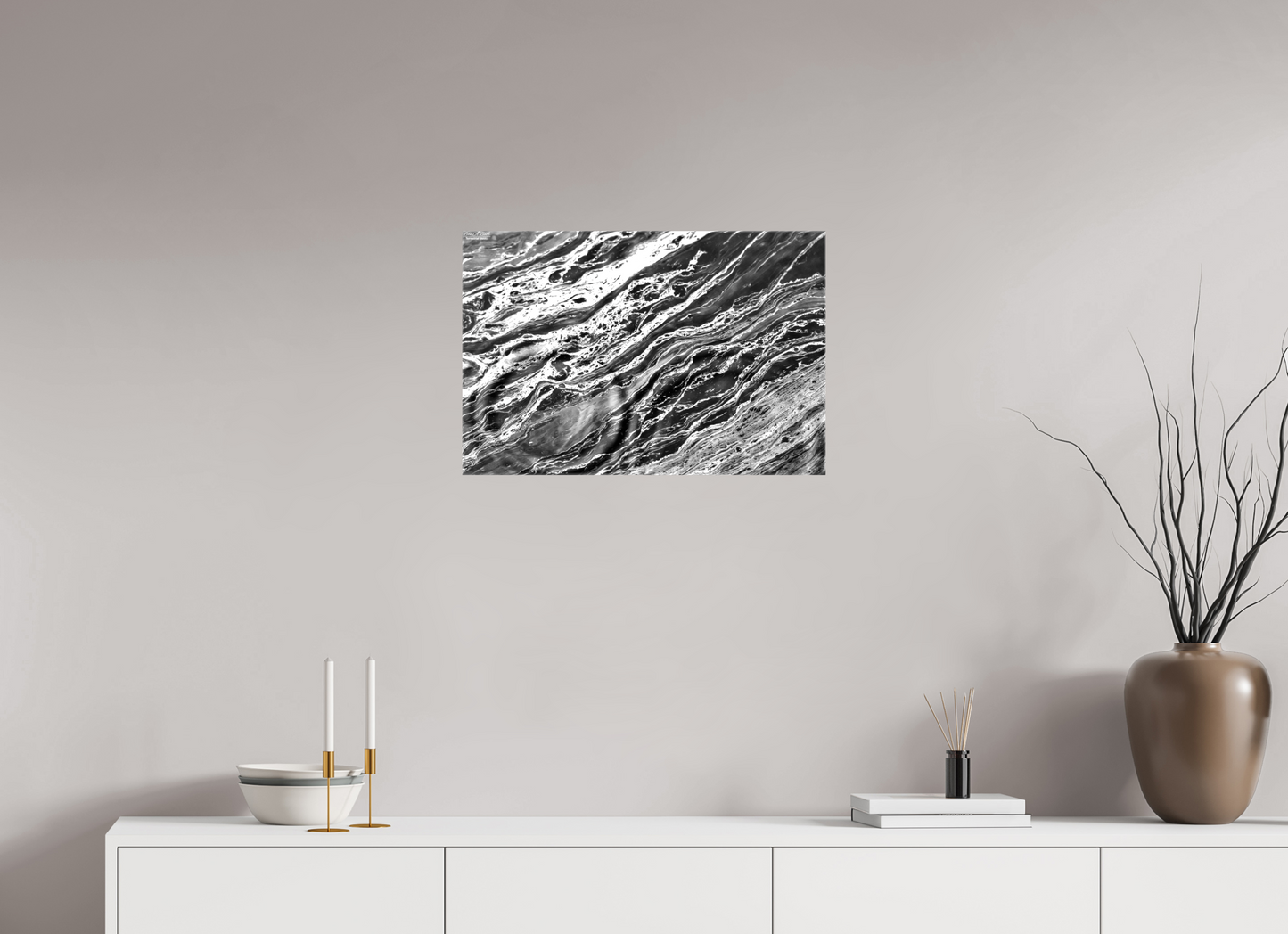 24 x 16″, Glossy Canvas Stretcher Frame with Mirrored Edges Aqua Sculpture