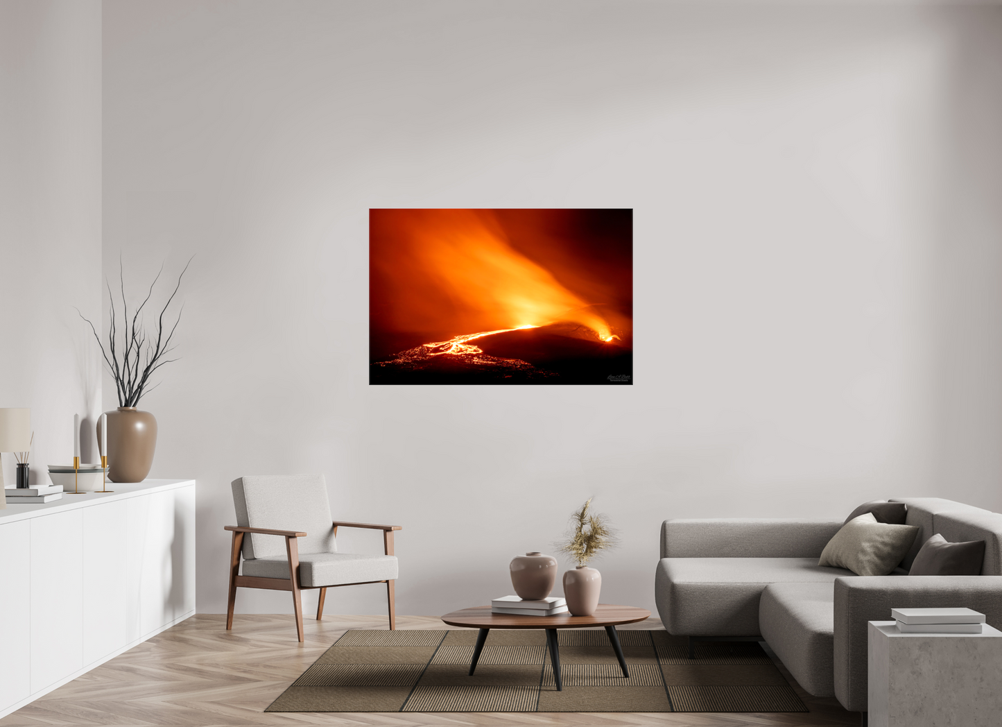 54 x 36″, Glossy Canvas Stretcher Frame with Mirrored Edges Kīlauea Nights