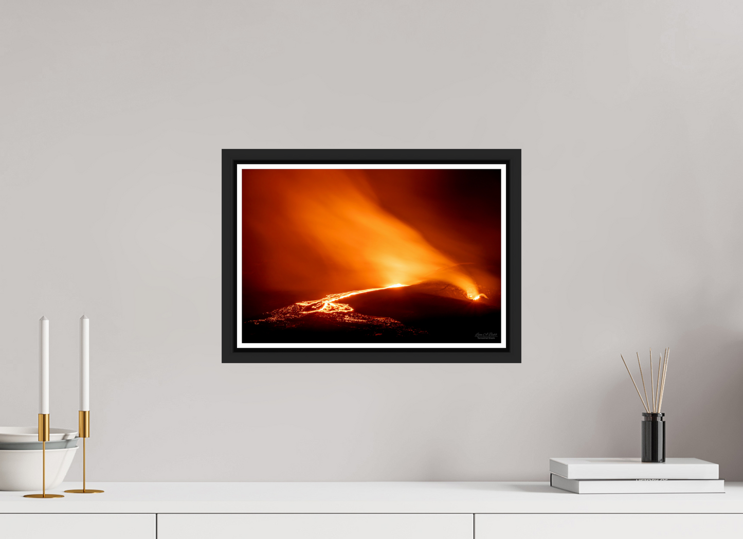 15 x 10″, Black Matte Floater Frame with Acrylic Glass Kīlauea Nights