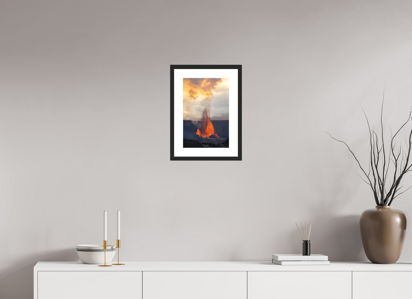 10 x 15″, Standard Black Matte Wood Frame (03A) Breath of the Volcano
