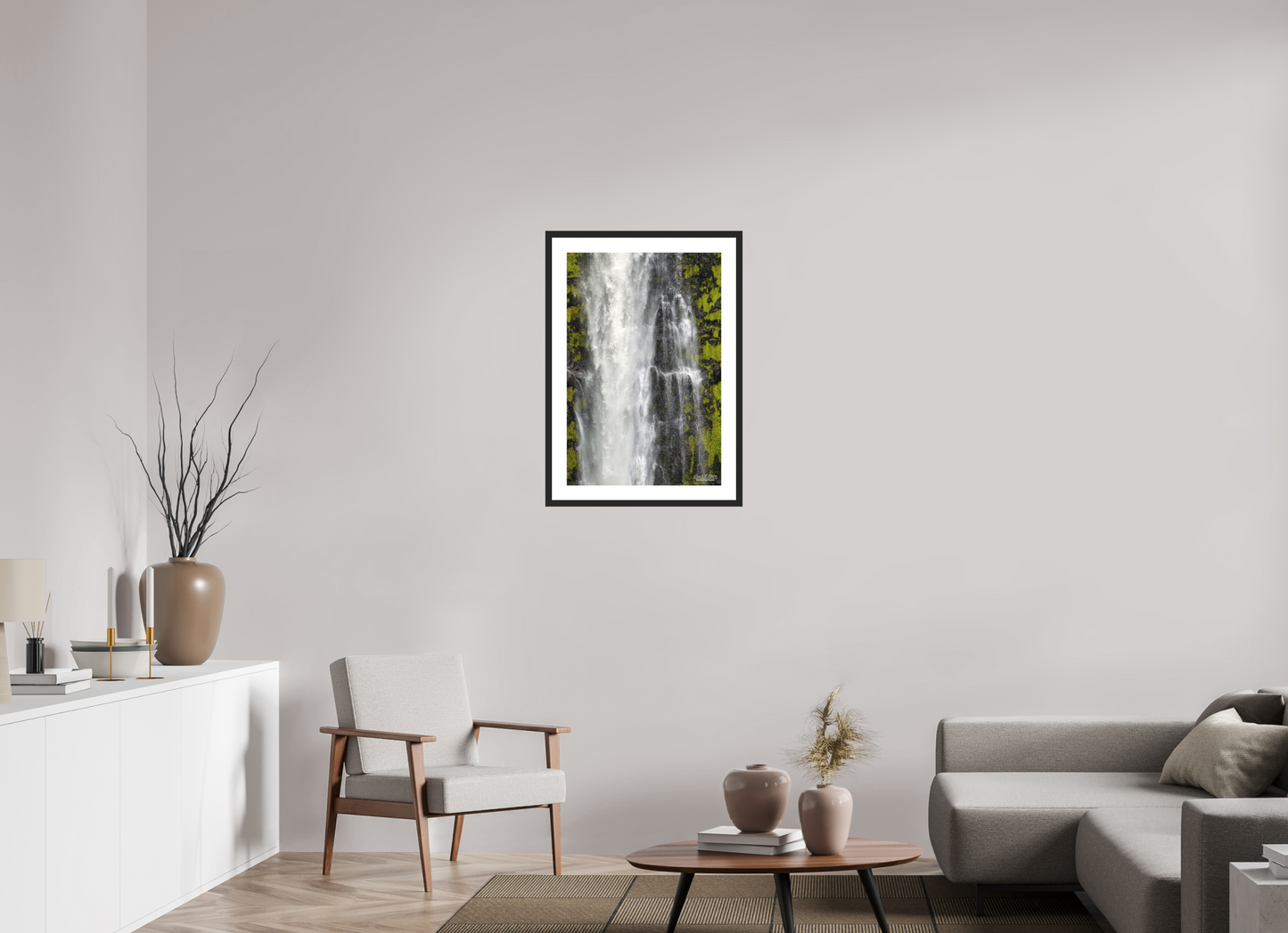 20 x 30″, Standard Black Matte Wood Frame (04D) Akaka Falls Cascade