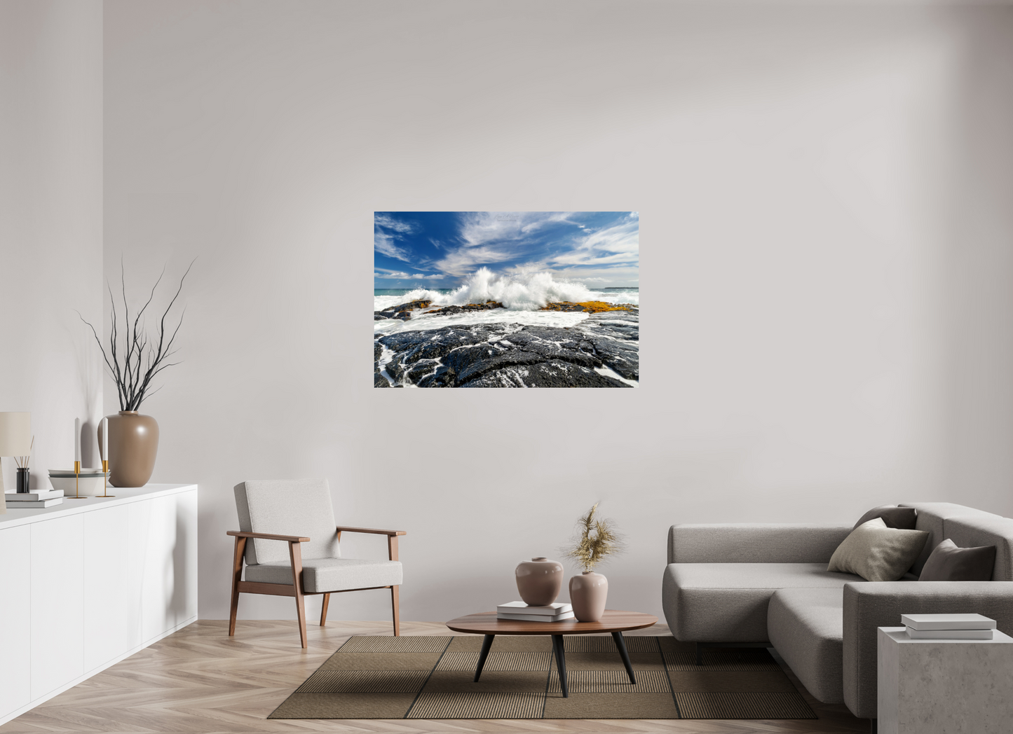 54 x 36″, Print with Aluminum Backing and Glossy Lamination (04D) Impact on the Rocks