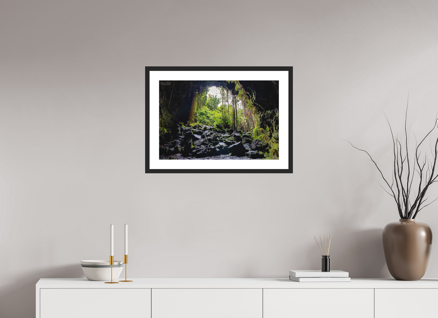 24 x 16″, Classic Black Matte Wood Frame (10F) At the Cave's Edge