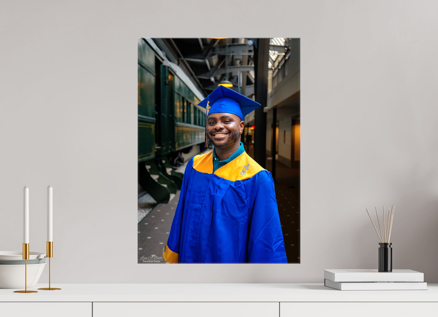 16 x 22.4″, Glossy Canvas Stretcher Frame with Mirrored Edges (15B) Joseph’s High School Graduation
