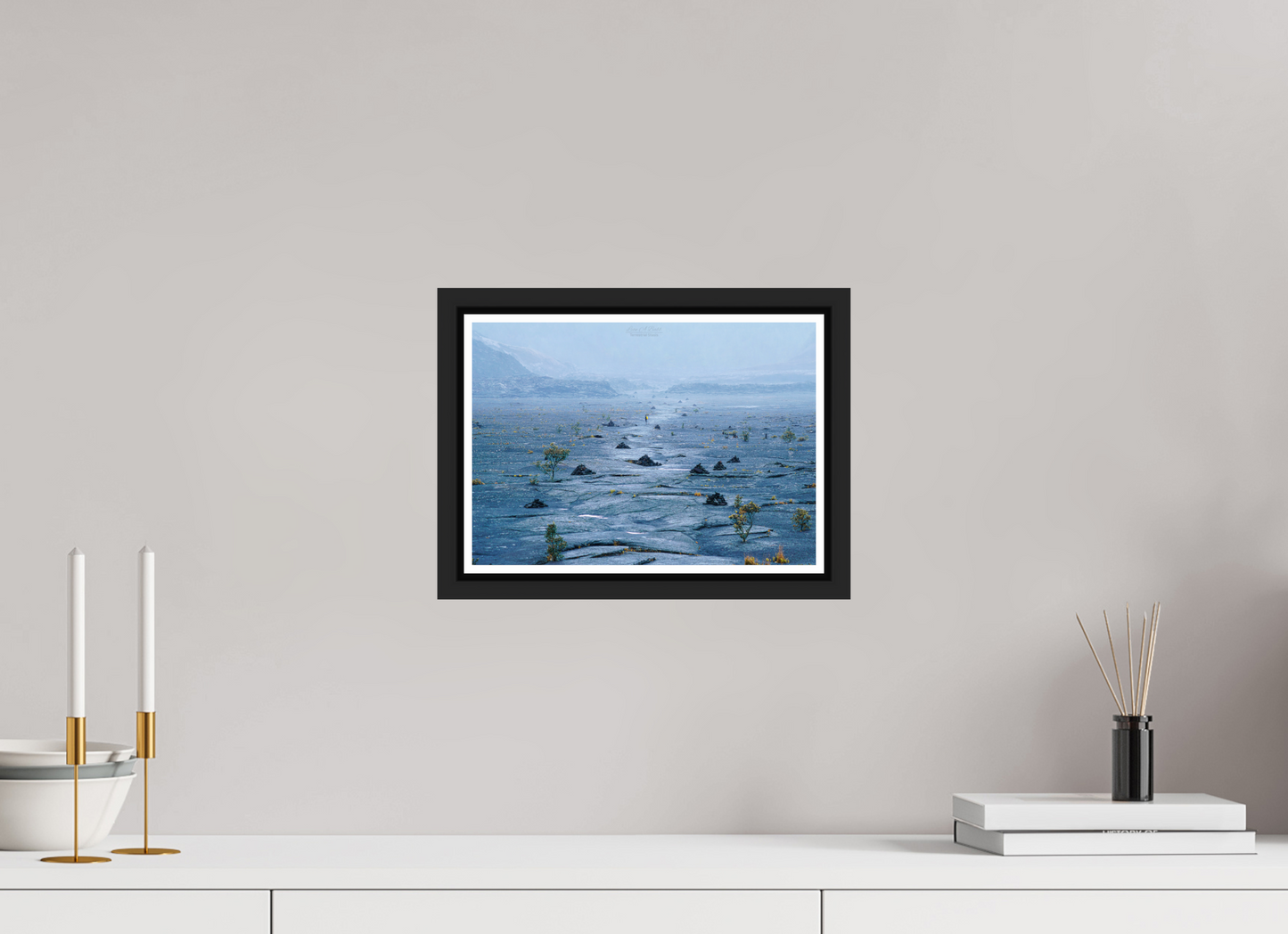 11.4 x 8″, Black Matte Floater Frame with Acrylic Glass (10A) Solitude at kilauea iki