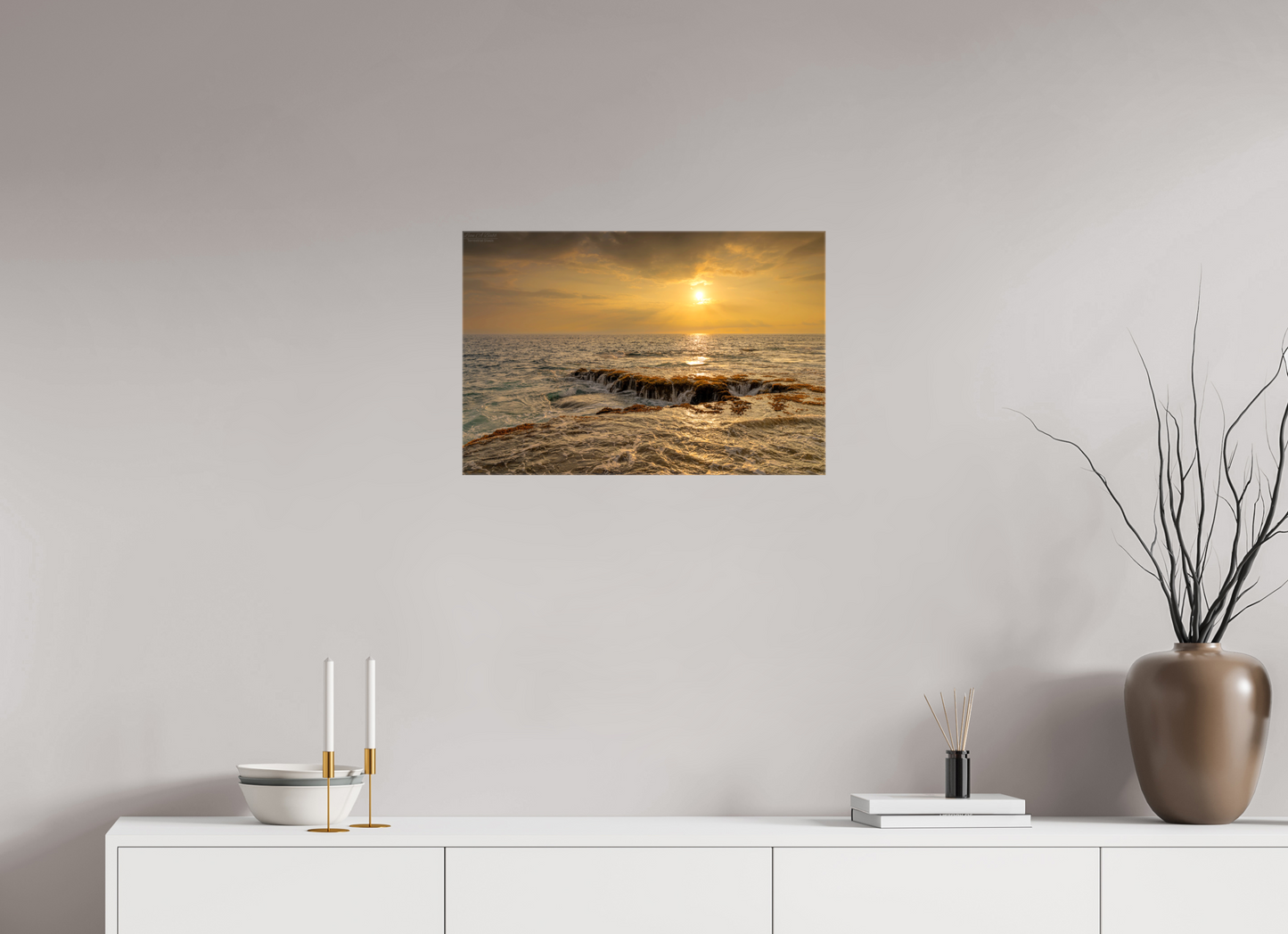 24 x 16″, Glossy Canvas Stretcher Frame with Mirrored Edges Sunset Cascade