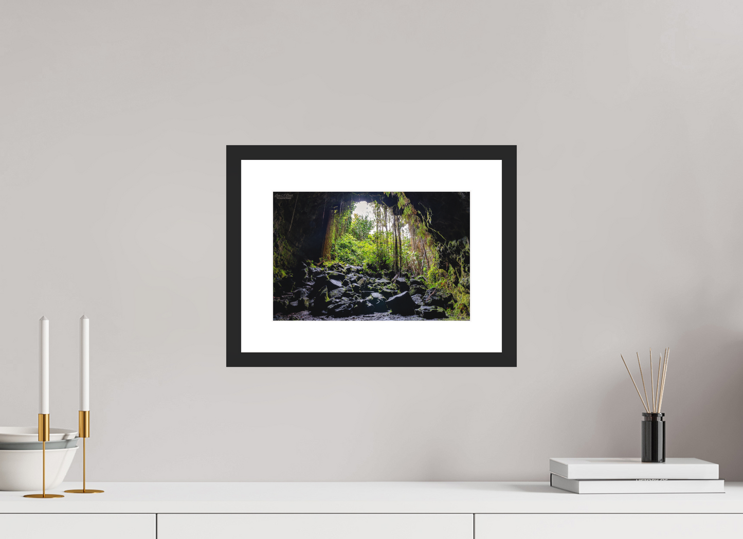 12 x 8″, Classic Black Matte Wood Frame (10F) At the Cave's Edge
