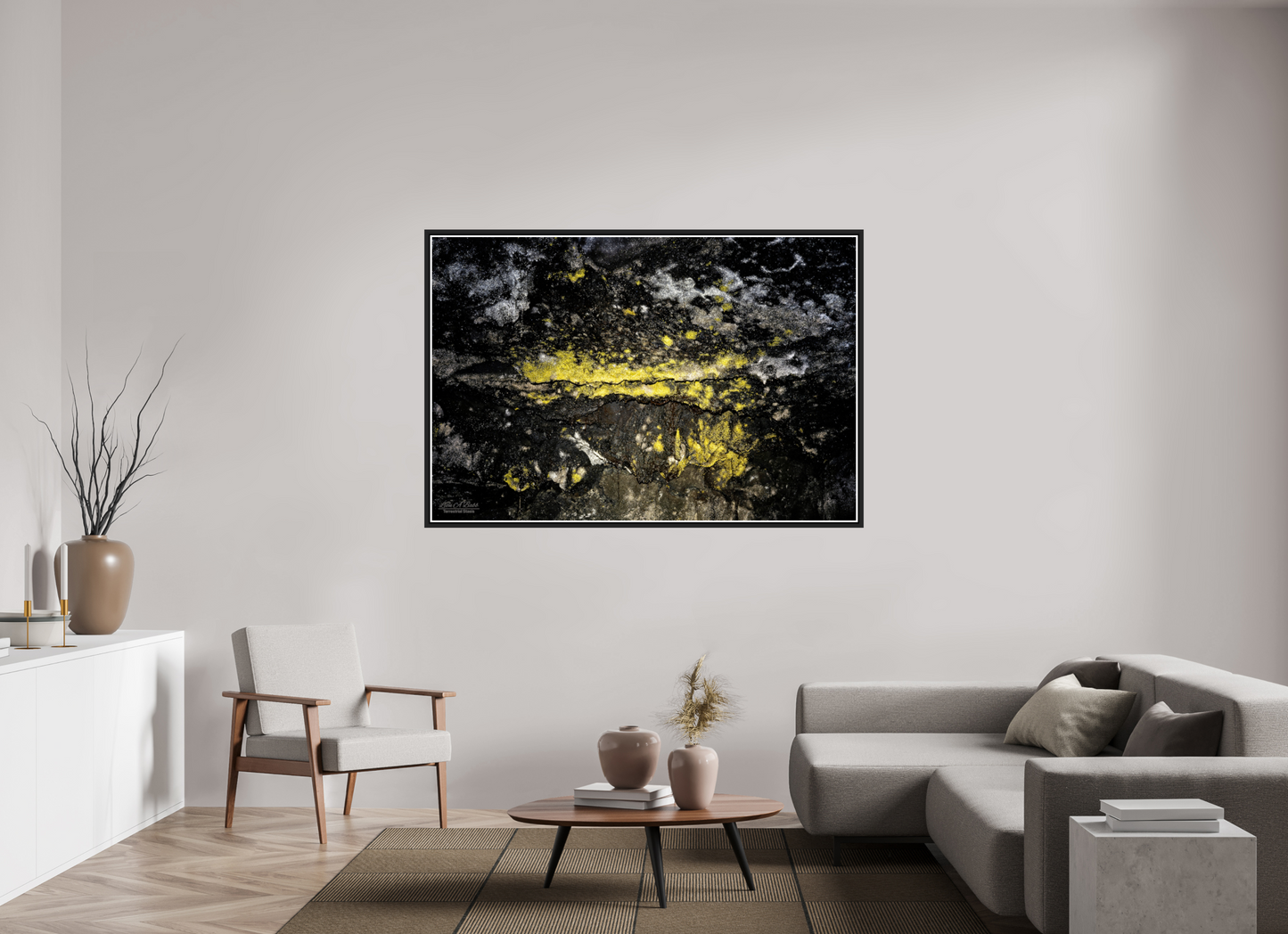 66 x 44″, Black Matte Floater Frame with Acrylic Glass Luminous veins of the Kaūmana caves 1