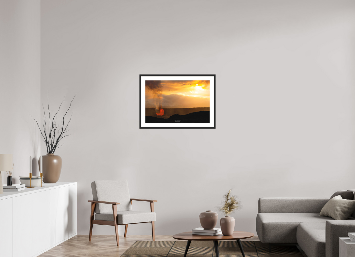 30 x 20″, Standard Black Matte Wood Frame (03B) Glow of Creation at Kilauea