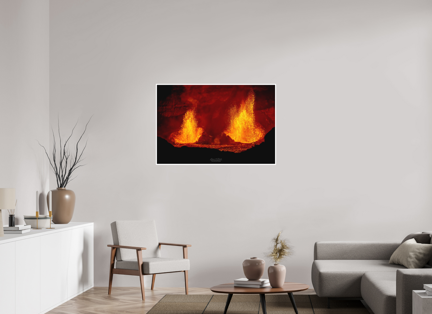 45 x 30″, Photo Print with Matte Lamination (03C) Twin Flames at Kilauea
