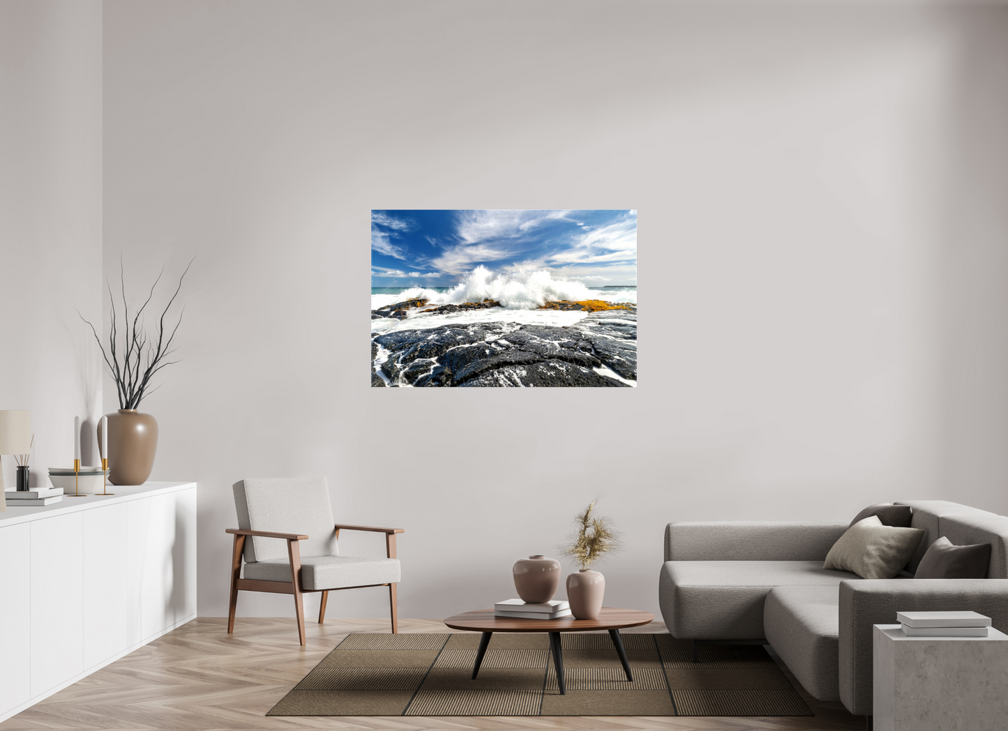 54 x 36″, Glossy Canvas Stretcher Frame with Mirrored Edges (04D) Impact on the Rocks