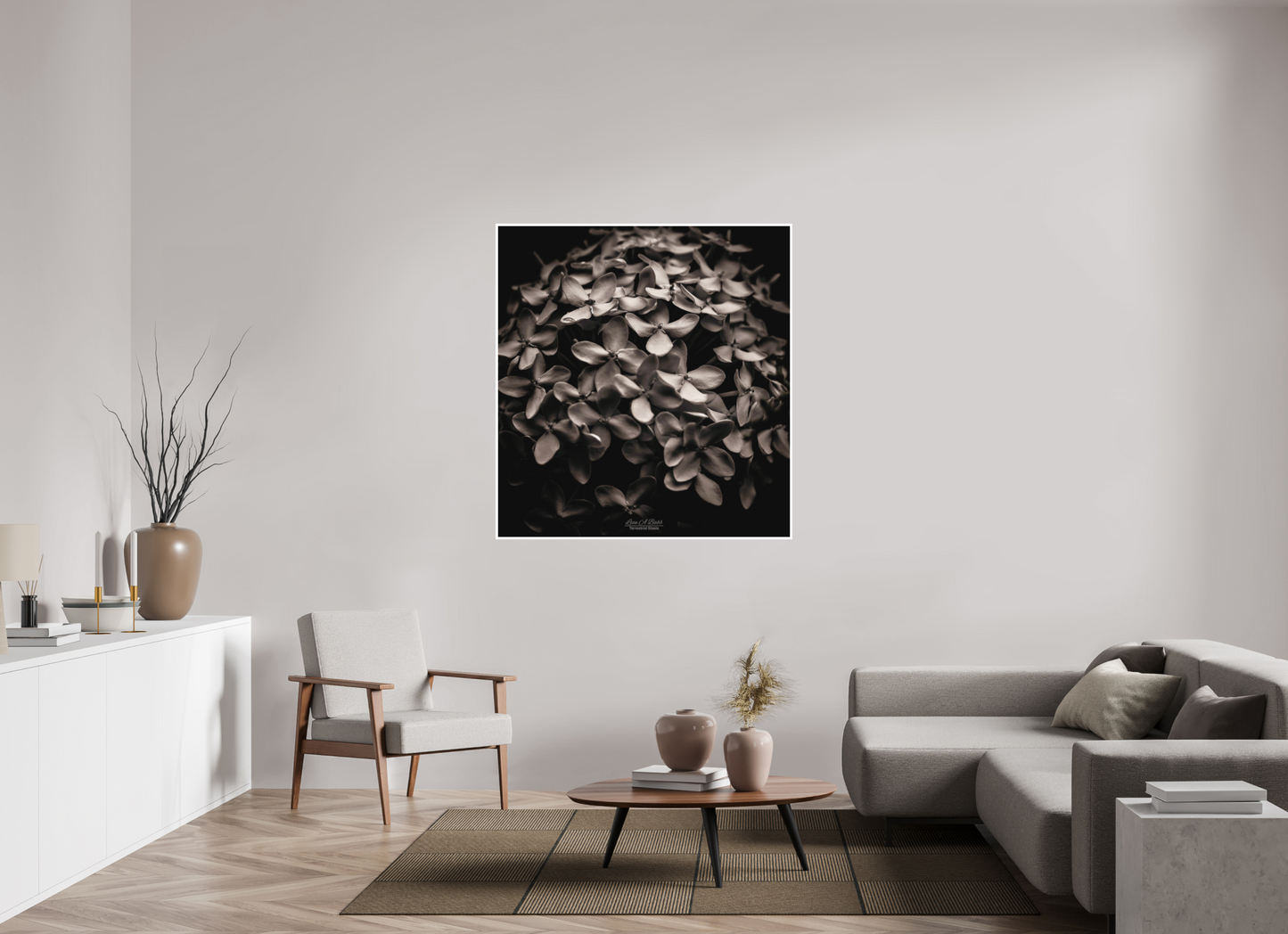 47 x 50.1″, Photo Print with Matte Lamination (07D) Monochrome Garden