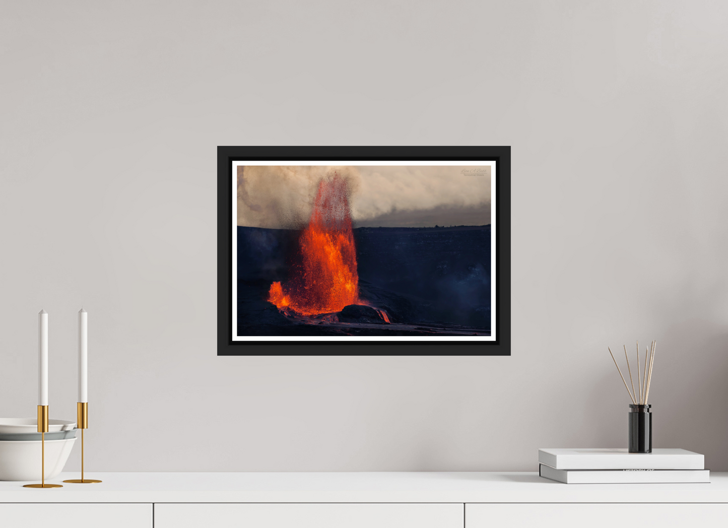 15 x 10″, Black Matte Floater Frame with Acrylic Glass (03D) Kilauea Eruption
