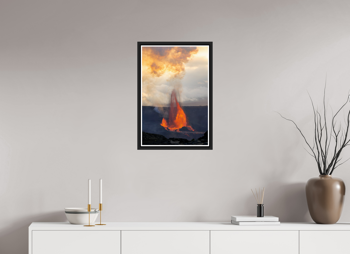 16 x 24″, Black Matte Floater Frame with Acrylic Glass (03A) Kilauea Sunset 1