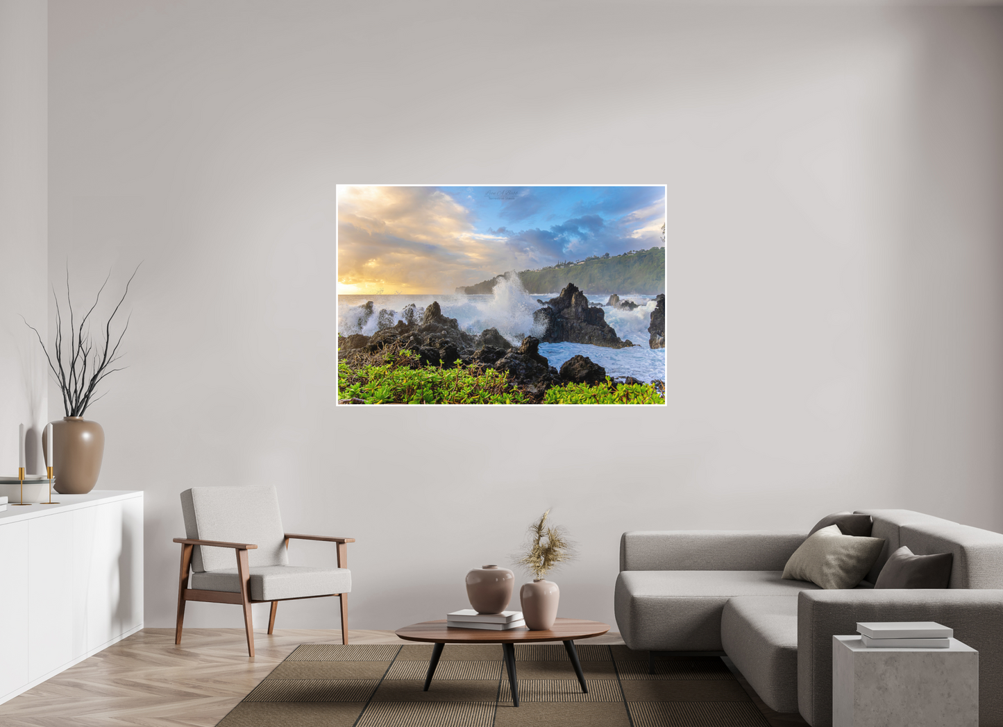 66 x 44″, Photo Print with Matte Lamination (04A) Big Waves at the Coast